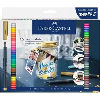 FABER-CASTELL Metalické a neonové Fixy a fixy na papír a porcelán, 30 barev