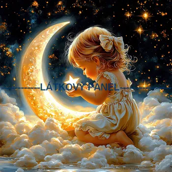 Látkový panel - Děti a hvězdy - DZ-222 Velikost: 35x35cm, Materiál: Úplet