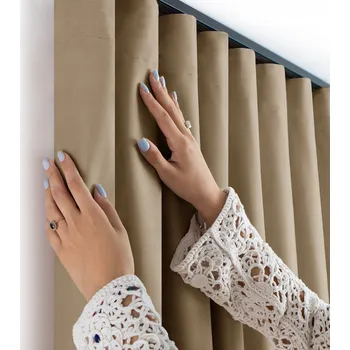 Obraz FILUMI Závěs samet VELUR Řasící Stuha wave TMAVĚ BÉŽOVÁ 200x160