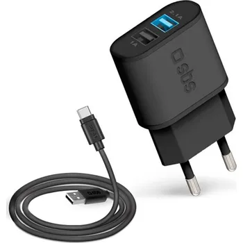 SBS USB/USB-C 2.1A ČERNÁ, NABÍJEČKA (USB/USB-C 2.1A BLK)