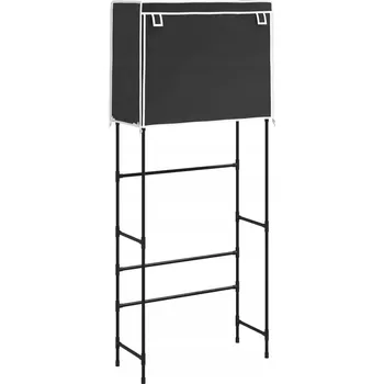 regál 2patrový regál nad pračku, černý, 71x29,5x17 cm