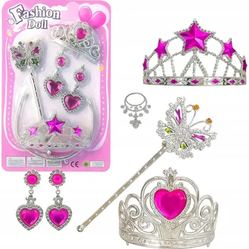 Karnevalový doplněk KORUNKA PRO PRINCEZNU TIÁRA BIŽUTERIE HŮLKA NÁUŠNICE PRSTÝNEK