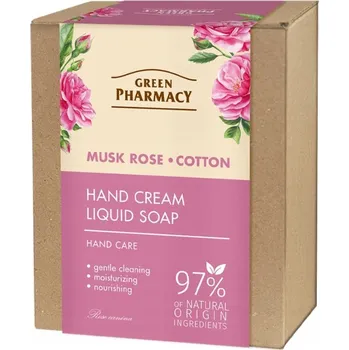 Péče o ruce GREEN PHARMACY Sada pro péči o ruce Růže Bavlna Krém na ruce + Mýdlo
