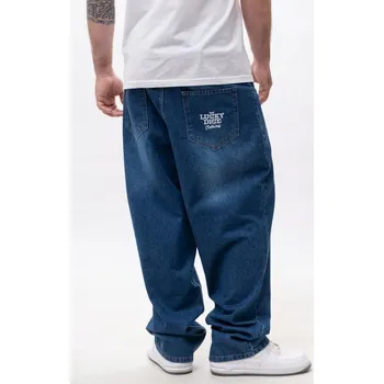 Pánské džíny ŠIROKÉ Džíny BAGGY Pánské Tmavě Modré VÝŠIVKY Lucky Dice S