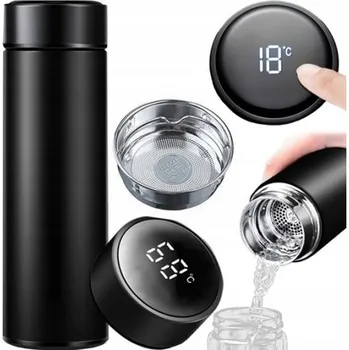 Termoska Termohrnek s LCD displejem Termoska 0,5 l černá