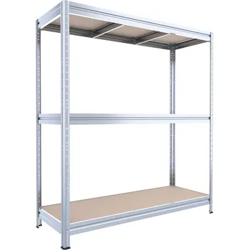 Dílenský regál Velký regál do garáže Biedrax 60 x 240 x 177 cm, 3 police - pozink/MDF 6 mm, 300 kg/pol.