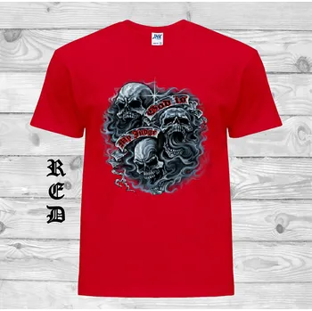 levne-bavlnene-metal-tricko-potisk-God-Is-My-Judge Barva: Red - červená, velikost: 5XL
