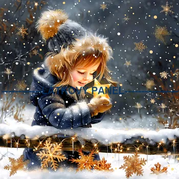 Látkový panel - Holčička s hvězdou - DZ-243 Velikost: 20x20cm, Materiál: Kočárkovina