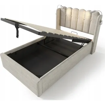 Postel Jednolůžková dřevěná postel Arhatreya 90x200, béžové odstíny