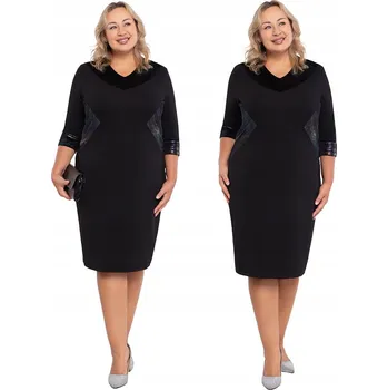 Dámské šaty Černé šaty s barevnými brokátovými vložkami velikost 52