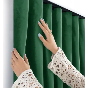 Obraz FILUMI Závěs samet VELUR Řasící stuha wave LAHVOVĚ ZELEŇ 140x300