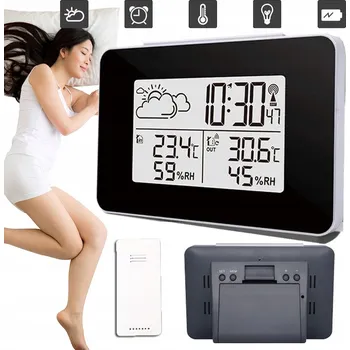 Hodiny METEOROLOGICKÁ STANICE POČASÍ HYGROMETR BAROMETR TEPLOMĚR HODINY