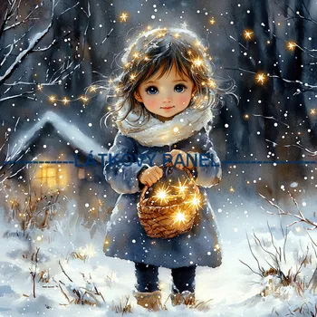 Látkový panel - Holčička s hvězdou - DZ-213 Velikost: 15x15cm, Materiál: Bavlna