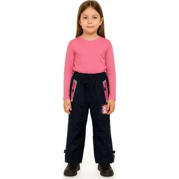 Dívčí oblečení Dívčí šusťákové kalhoty zateplené Kugo BU621 tmavě modré