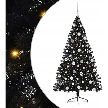 Vánoční stromek Umělý osvětlený vánoční stromeček Černá 180 cm PVC