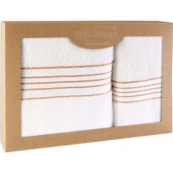 Ručník Bavlněný ručník sada 2 ks ručníků v krabici 50x90 a 70x140 bílý