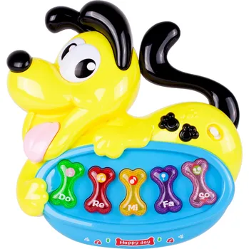 Hračka pro nejmenší BAREVNÝ PEJSEK PIANINKO PRO NEJMENŠÍ DĚTI ORGÁNY