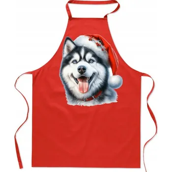 Kuchyňská zástěra Kuchyňská zástěra Husky Dárek Vánoční Módní Potisk Vánoce
