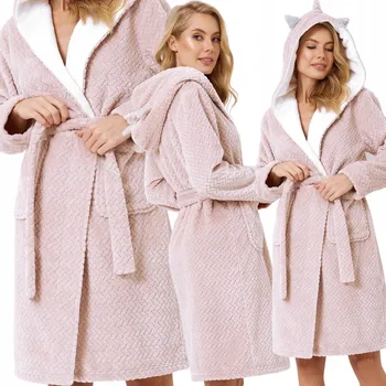 Dámský župan Aruelle dámský župan ke kolenům s kapucí, světle růžový, velikost XL