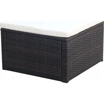 Taburet Puf 53 x 53 x 30 cm, polyratan, hnědý