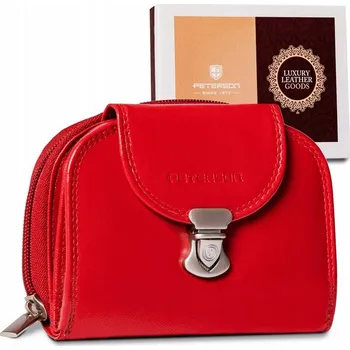 Peněženka Peterson peněženka z pravé kůže červená - dámská