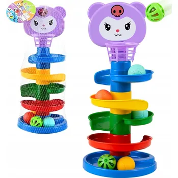 Hračka pro nejmenší KULIČKOVÁ VĚŽ MEDVÍDEK PYRAMIDA EDUKAČNÍ HRAČKA KULIČKY SJEZDOVKA