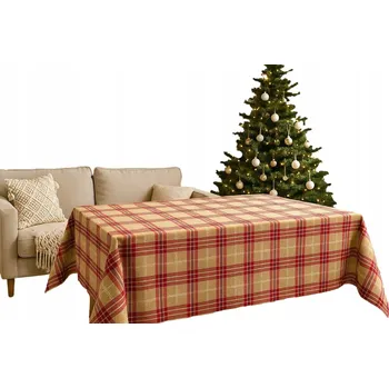 ubrus Bavlněný ubrus s kostkovaným vzorem a vetkanou zlatou nití 130x180 BAVLNA