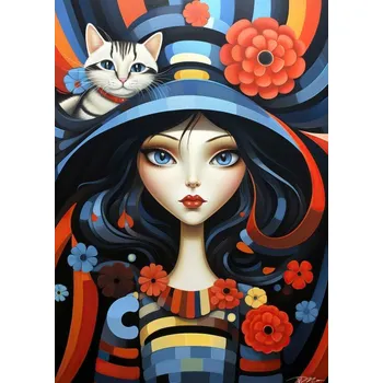 Puzzle Puzzle Bluebird Puzzle Dívka s kočkou, 300 dílků