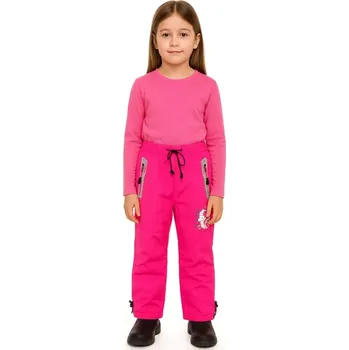 Dívčí kalhoty Dívčí šusťákové kalhoty zateplené Kugo BU621 růžové