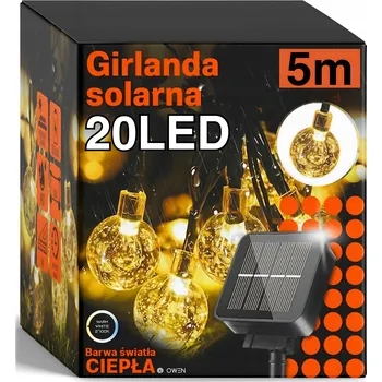 Venkovní osvětlení Solární zahradní girlanda, solární světla, 20x LED žárovka na balkon, 5M, IP67