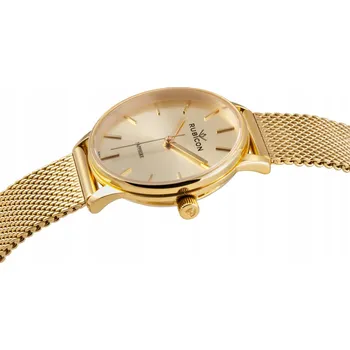 Hodinky ELEGANTNÍ DÁMSKÉ HODINKY ŠPERKOVÉHO VZHLEDU RUBICON RNBE35 ZLATÉ MESH SAFÍROVÉ SKLO