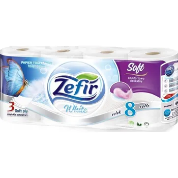 Toaletní papír Toaletní papír ZEFIR Soft 3vrstvý 8 ks (144 m) BÍLÝ