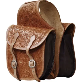 Jezdecké sedlo Pool´s Kožené brašny za sedlo Floral Barva: tmavě hnědá