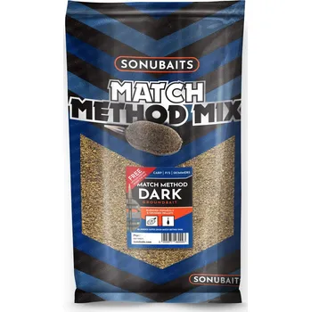 Návnadová surovina Sonubaits Návnada Match Method Mix Dark 2kg Tmavá směs s rybí moučkou na kapry