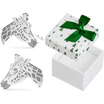 Náušnice Stříbrné Náušnice Žirafy Velké dámské oxidované šroubky Žirafa Stříbro 925