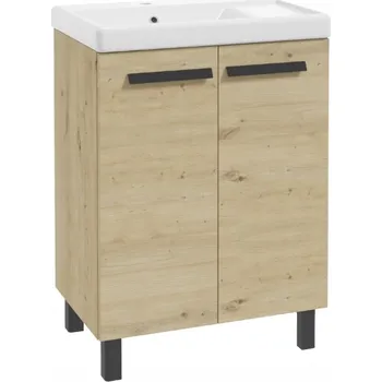 Šatní skříň Koupelnová skříňka stojící s umyvadlem a odkapávačem 80x60 cm Dub artisan