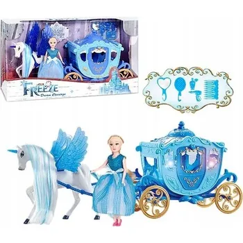 Panenka KOČÁR KARETA S PANENKOU PRINCEZNOU A KONĚM SADA SVĚTLO ZVUK