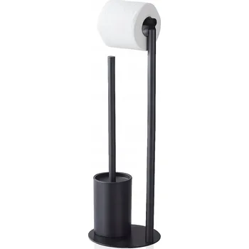 WC štětka WC štětka Maibang na stojanu černá s držákem na papír 2v1