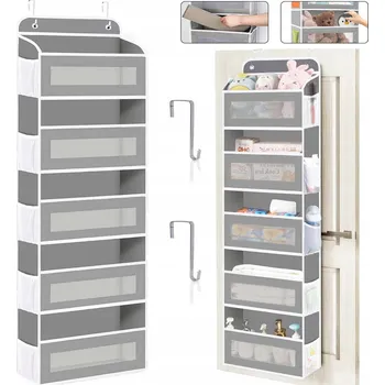 Organizér oblečení Závěsný organizér do skříně s 5 polic, háčky a kapsami / šedý