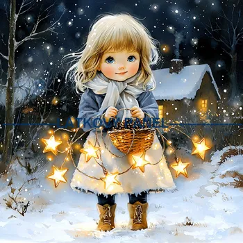 Látkový panel - Holčička s hvězdou - DZ-214 Velikost: 20x20cm, Materiál: Úplet