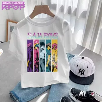 Dívčí tričko KPop Demon Hunters (Lovkyně démonů) KPop Demon Hunters dětské tričko s potiskem - Saja Boys Barva: bílá (13), Velikost: 100