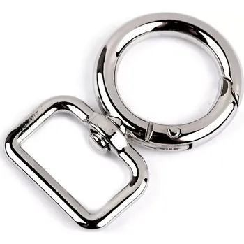 Kabelka Karabina s obrtlíkem průvlek 19mm nikl (Otočná kovová karabinka s rozevíracím kroužkem)