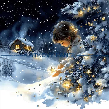 Látkový panel - Holčička s hvězdou - DZ-204 Velikost: 15x15cm, Materiál: Bavlna