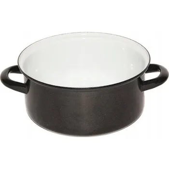 Hrnec HRNEC smaltovaný 5,75L 26cm BELIS Indukce plyn NÍZKÝ pevný ČERNOBÍLÝ