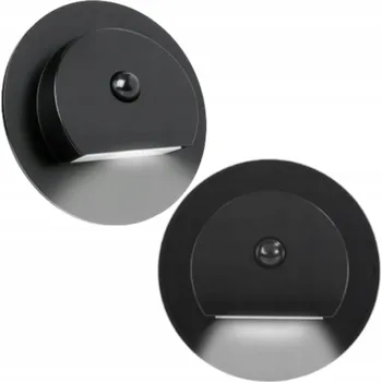 Nástěnné svítidlo KULATÉ LED SCHODIŠŤOVÉ SVÍTIDLO ČERNÉ S ČIDLEM POHYBU PRO SCHODY 230V