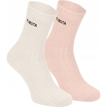 Pánské ponožky 2-BALENÍ DÁMSKÉ PONOŽKY KUBOTA BAVLNĚNÉ ECRU RŮŽOVÉ SPORTOVNÍ VYSOKÉ 36-40
