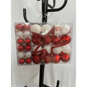 Vánoční dekorace Vánoční Vánoční Baňky , velká sada 5 kusů 5 kusů červené a bílé třpytky