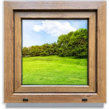 Okno PVC okno zlatý dub 60x60 levé nové 600x600 mm otevíravo-sklopné dvojsklo