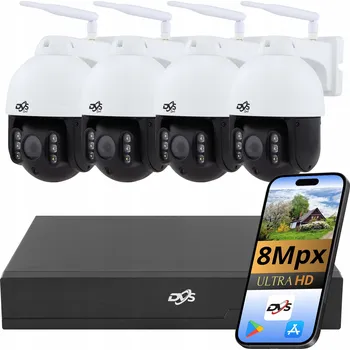 IP kamera Sada WiFi kamer, 4 otočné kamery 4K bezdrátový monitoring 8 Mpx DVS