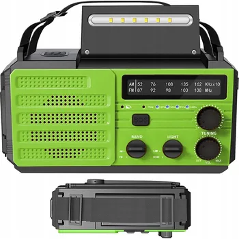 Radiopřijímač Stavební Rádio FM AM Přenosné Solární 8000mAh LED Svítilna 4 režimy